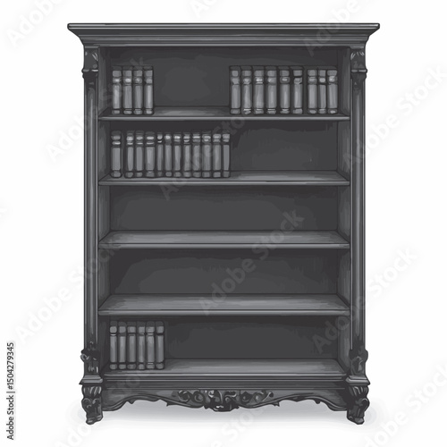 a bookcase with shelves filled with books, beautifully decorated