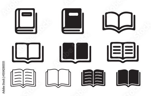 Book opened at center icon in different style vector illustration eps 10