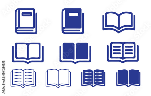 Book icon set. Open book icon vector. Closed book icon. Book isolated. E-book icon. pictogram vector illustration design flat graphic