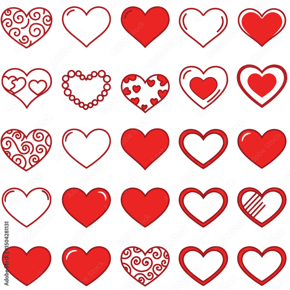 Red Heart Icon on white background. Set of love symbol for web site logo, mobile app UI design. Vector illustration flat style. Red Heart Icon on white background. Set of love symbol for web site logo, mobile app UI design. Vector illustration flat style.