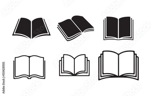 Book opened at center icon in different style vector illustration eps 10