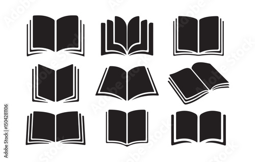 Book opened at center icon in different style vector illustration eps 10