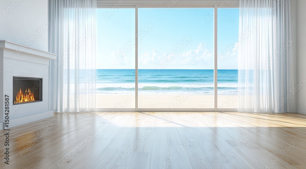 Fototapeta premium Coastal living room with a view