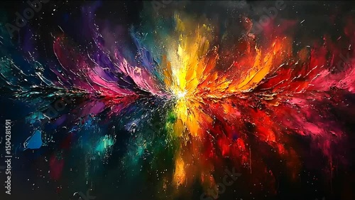 Vibrant explosion of color amidst darkness