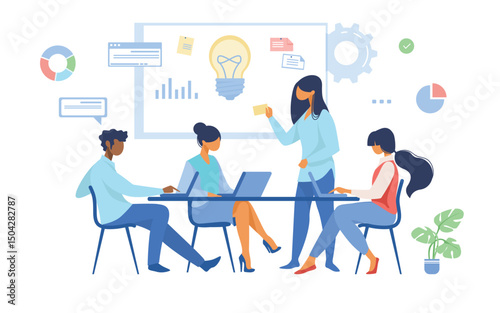 Business team discussing ideas for startup