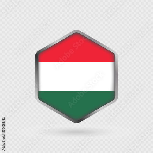 Hungary Flag Icon in Hexagon Shape.