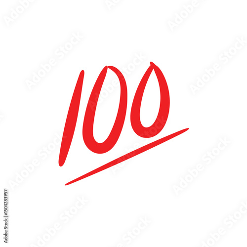 Red 100 Score Number Bold Design