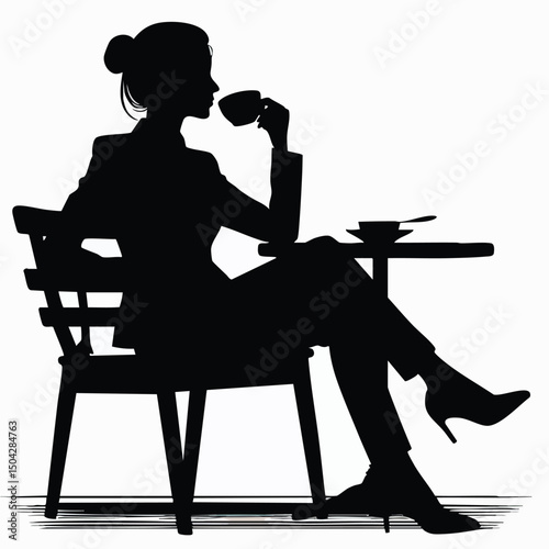 The boss is sitting relaxing while drinking coffee