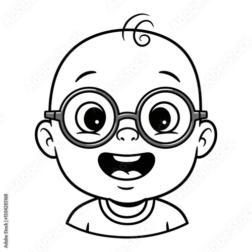 Adorable Baby with Glasses Cute Cartoon Illustration for Kids
