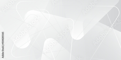 3D white geometric abstract background overlap layer on bright space with rounded triangles effect decoration. Graphic design element modern style concept for banner, flyer, card, cover, or brochure