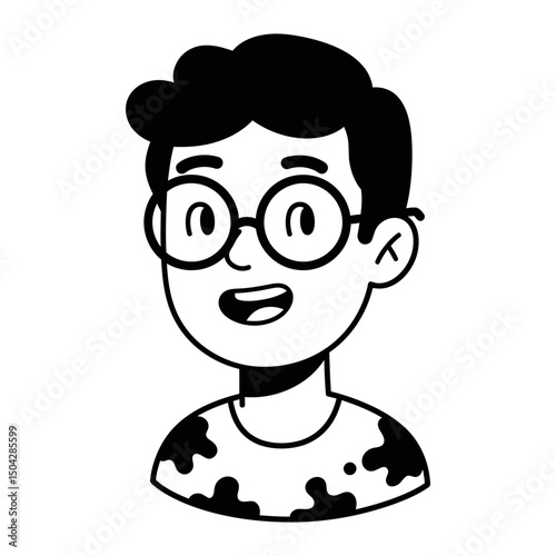 Happy Boy with Glasses A Cute Cartoon Illustration