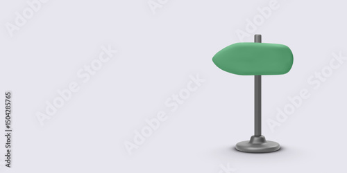 Green Direction Signpost On Metal Pole Standing On Light Background, Minimal 3D Style Symbolizing Navigation, Travel Routes, And Wayfinding. Great For Tourism And Outdoor Concepts. Vector Illustration