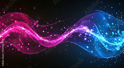 Abstract glowing waves of pink and blue light