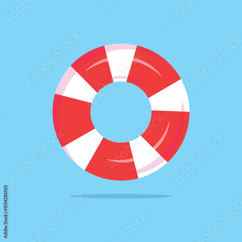 Ring Buoy Red White Flat Design Vector