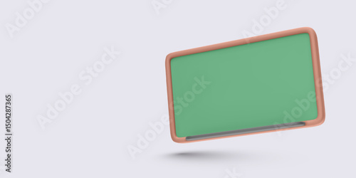School chalkboard in soft 3D cartoon style, ideal for educational materials, e-learning platforms, and classroom graphics. Minimal clean design. Vector illustration.