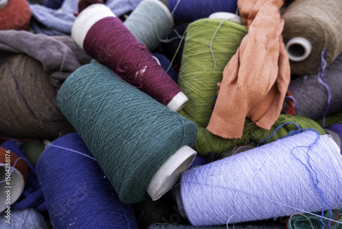 Balls of colored yarn