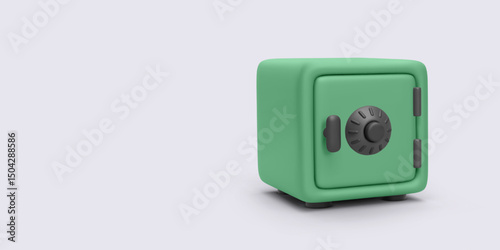Closed Green Safe with Combination Lock on Light Background. Ideal for Security, Banking, Wealth Protection, and Finance Concepts. Clean and Realistic Vector Illustration in Glossy Style.
