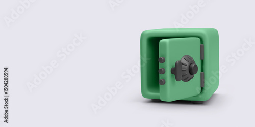 Open Green Safe with Combination Lock and Visible Bolts on Light Background. Perfect for Security, Finance, and Wealth Storage Concepts. Realistic and Glossy Vector Illustration in Clean Style.