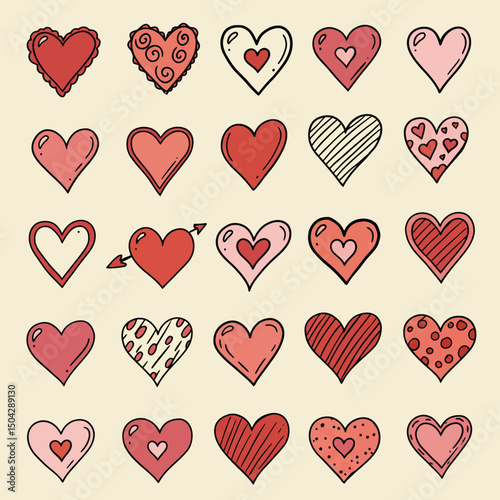 Red Heart Icon on white background. Set of love symbol for web site logo, mobile app UI design. Vector illustration flat style.