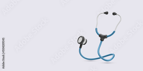 Stethoscope, Healthcare Tool, Medical Equipment with Blue Tubing and Modern Design on Light Background. Suitable for Clinics, Hospitals, and Diagnostic Concepts. Vector Illustration.