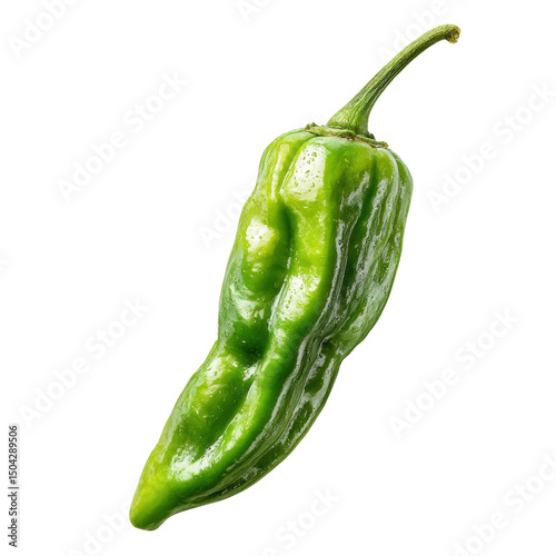 Vibrant Shishito Pepper on Black Background on white background