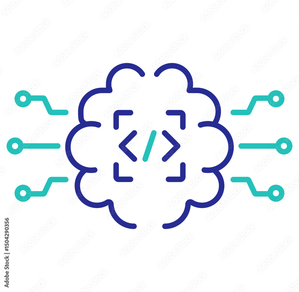 Clean vector icon with editable outlines representing machine learning. Ideal for AI apps, predictive analytics, neural networks, and smart automation. Clean vector icon with editable outlines representing machine learning. Ideal for AI apps, predictive analytics, neural networks, and smart automation.