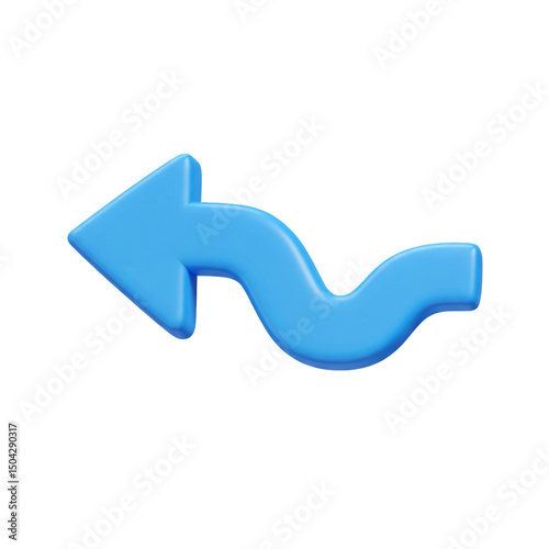 Blue curved arrow illustration indicating direction or navigation symbol design
