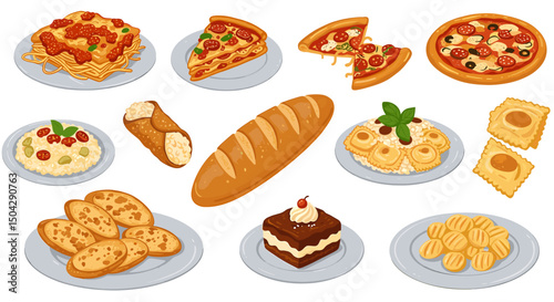 Italian foods collection illustration