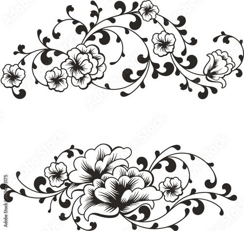 Floral vector ornaments luxury set with flowers, leaves and swirls in traditional Chinese style. Exquisite romantic designs for wedding decorations, invitations, greeting cards, embroidery. 