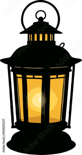 old lantern or lamp on white background