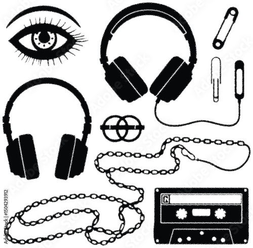 A vibrant vector set of isolated musical instruments including rock guitars, bass, and string instruments for your band
