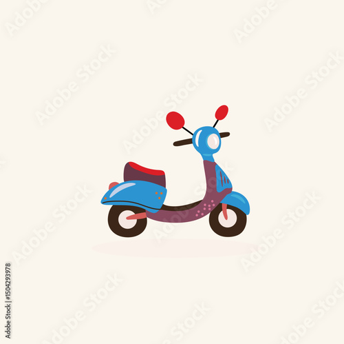 Whimsical Blue and Purple Scooter Illustration A Fun, Playful Design for Children's Books and Projects