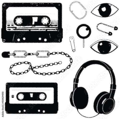 A vibrant vector set of isolated musical instruments including rock guitars, bass, and string instruments for your band