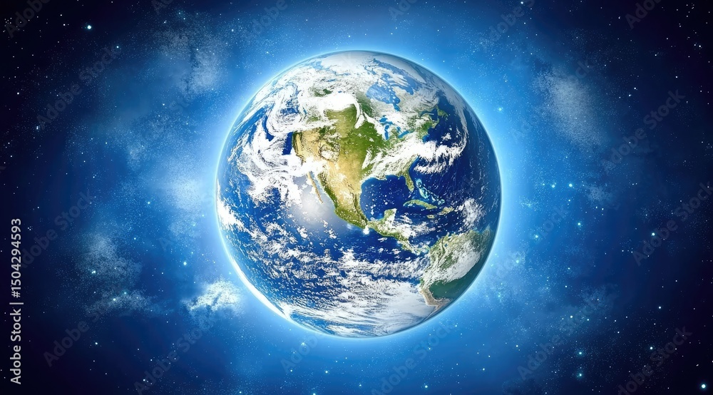 Earth in the cosmos. A stunning depiction of our planet, a vibrant blue and green sphere, set against a backdrop of a star-studded universe Earth in the cosmos. A stunning depiction of our planet, a vibrant blue and green sphere, set against a backdrop of a star-studded universe