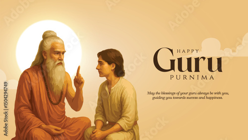 Happy guru Purnima guru and shishya teaching . god abstract Vector Illustration design. Creative vector Illustration for the Day Of Honoring Celebration Guru Purnima.	
