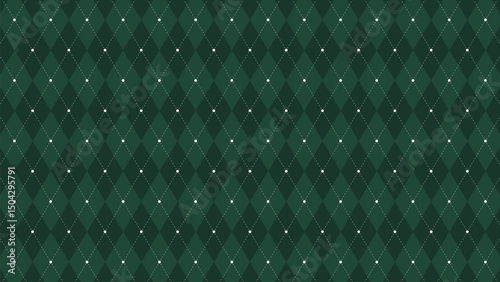 Argyle Vector Pattern. Christmas Background. Golf Textile Print. Emerald Diamonds with Gold Accent Lines. Seamless Pattern Tile. Argyle vector pattern. Argyle Seamless pattern for holidays.