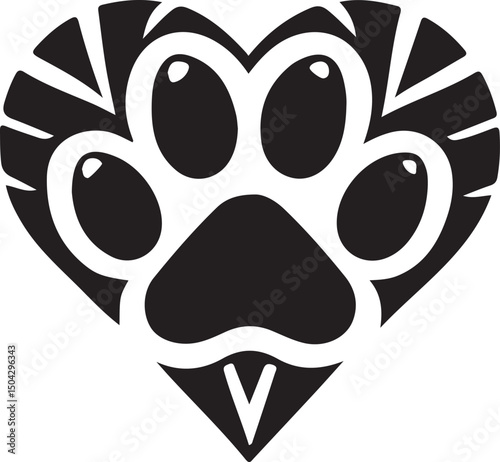 Pawprint Heart: A symbolic representation of love for animal companionship, featuring a detailed paw print embraced within a heart-shaped design.