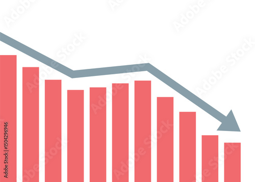 business arrow with bars graph falling down