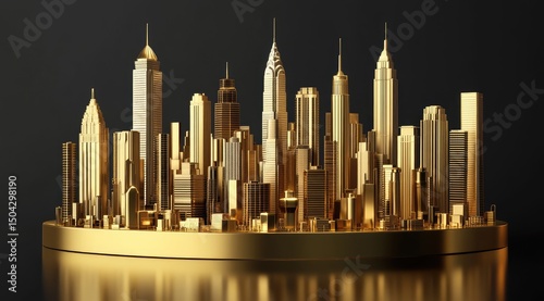 Golden city skyline model