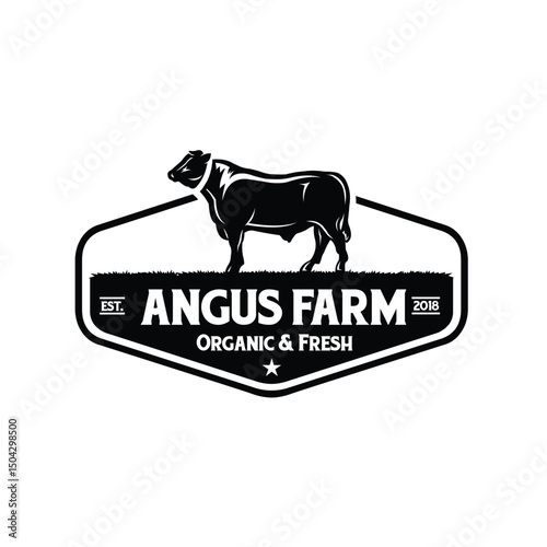 Angus farm cattle cow ranch logo vector isolated