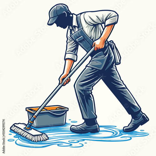 cleaning service is mopping the floor