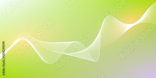 Abstract green gradient background with shining lines waves. Minimalist background for banner, poster, cover, brochure, flyer, website