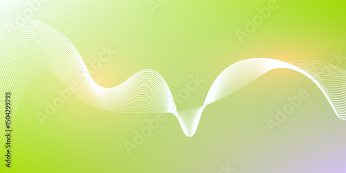 Abstract green gradient background with shining lines waves. Minimalist background for banner, poster, cover, brochure, flyer, website