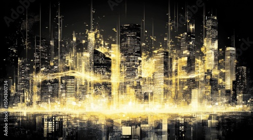 Futuristic city skyline bathed in golden light (1)