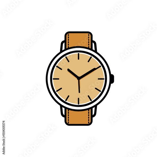 Analog watch displays time on isolated white background