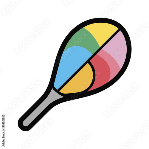 Colorful racket shows pattern graphic in white backdrop isolated