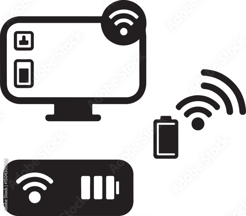 Mobile phone communication icon set with wireless internet and network connection symbols