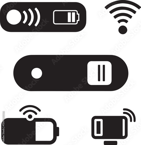Mobile phone communication icon set with wireless internet and network connection symbols