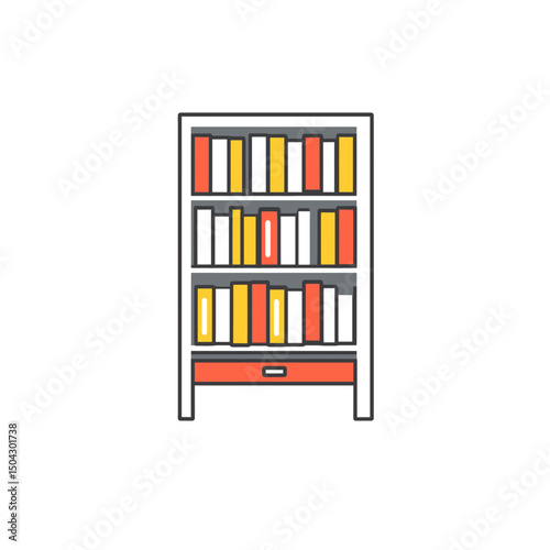 Colorful books stand inside bookcase indoors minimalism style design