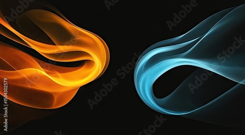 Abstract dynamic flames, opposing colors